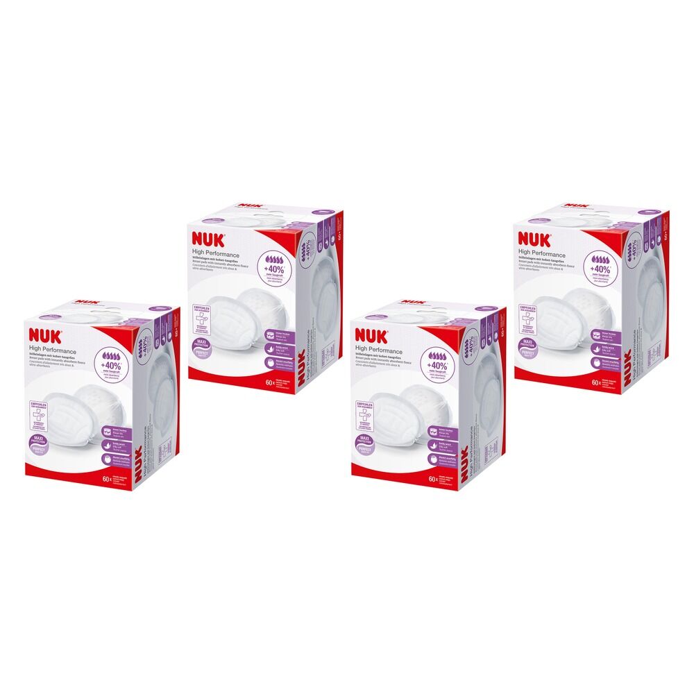 Nuk High Performance Disposable Breast Pads 60 Pack Bundle of 4