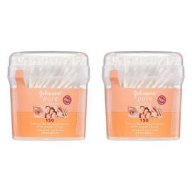 Johnson's Pure Cotton Buds Applicators with Paper Sticks 150 Pack Bundle of 2