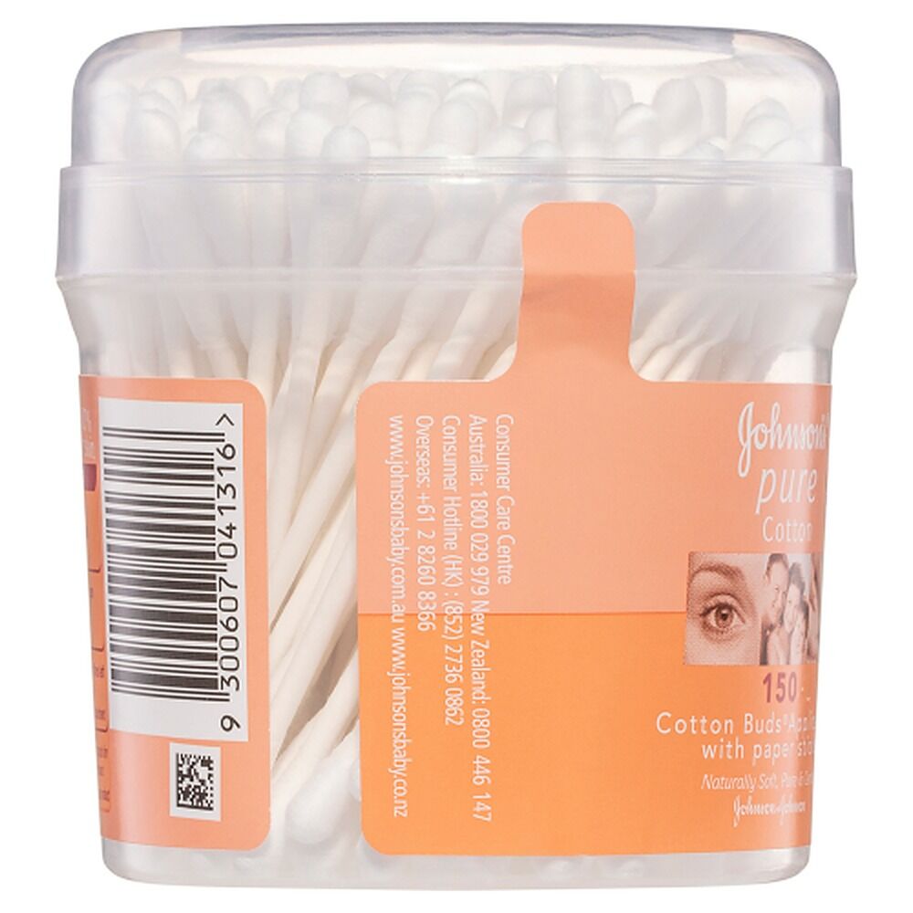 Johnson's Pure Cotton Buds Applicators with Paper Sticks 150 Pack