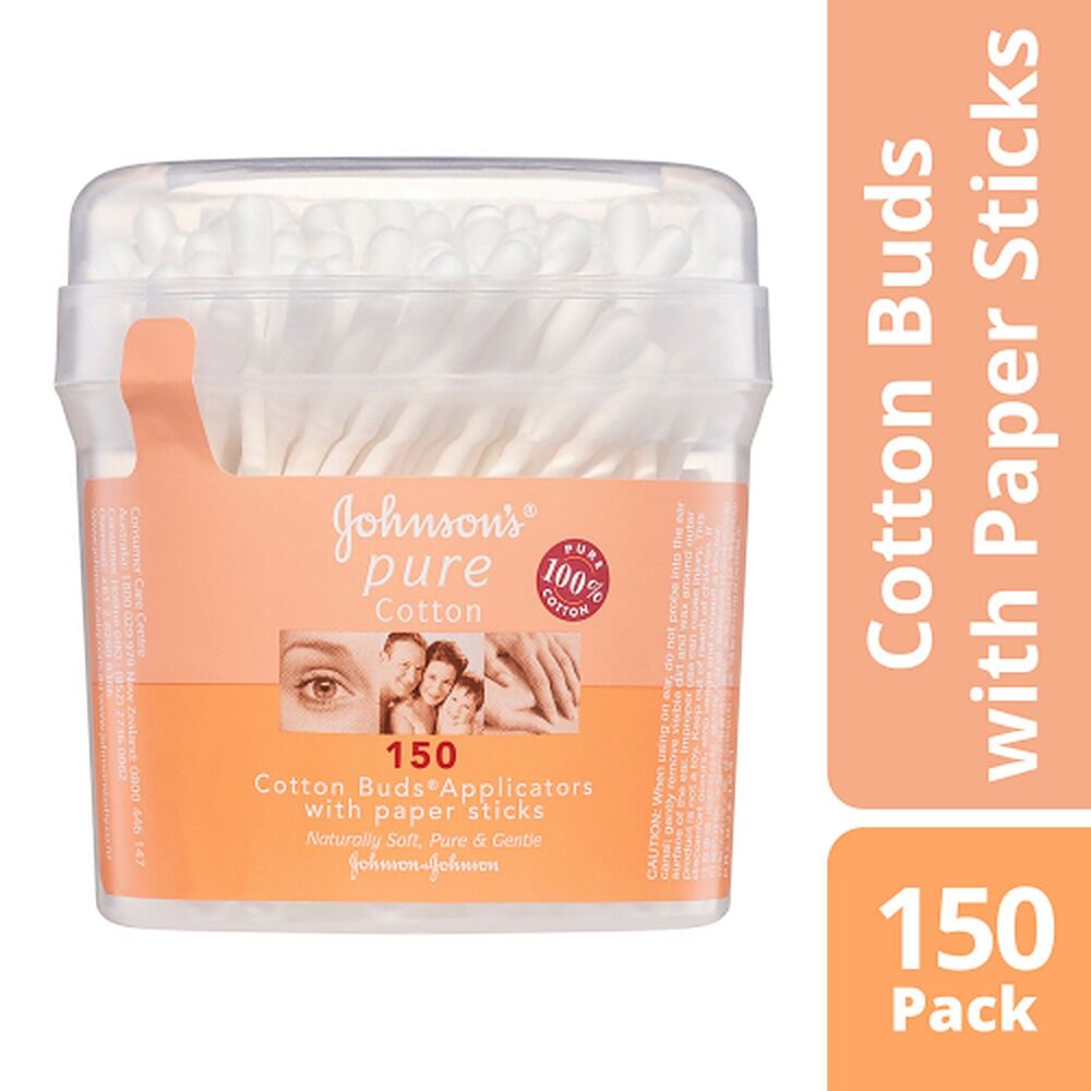 Johnson's Pure Cotton Buds Applicators with Paper Sticks 150 Pack