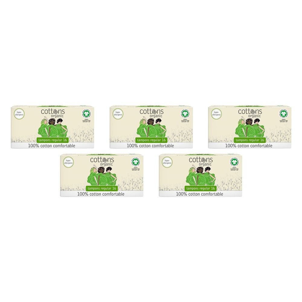 Cottons Tampons Regular 16 Pack x 10 Bundle of 5