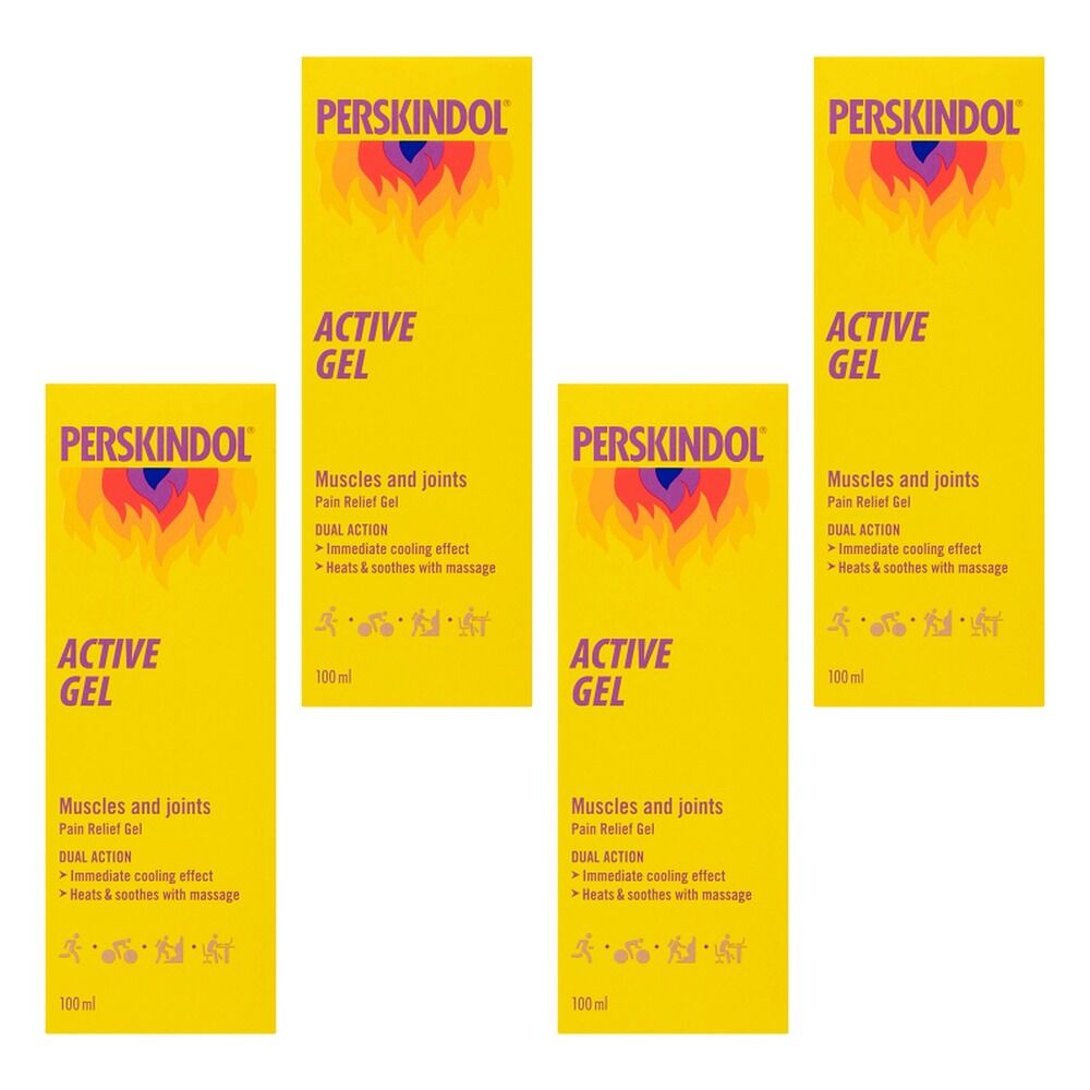 Perskindol Active Gel Muscle & Joint Pain Relief 100mL Pack of 4