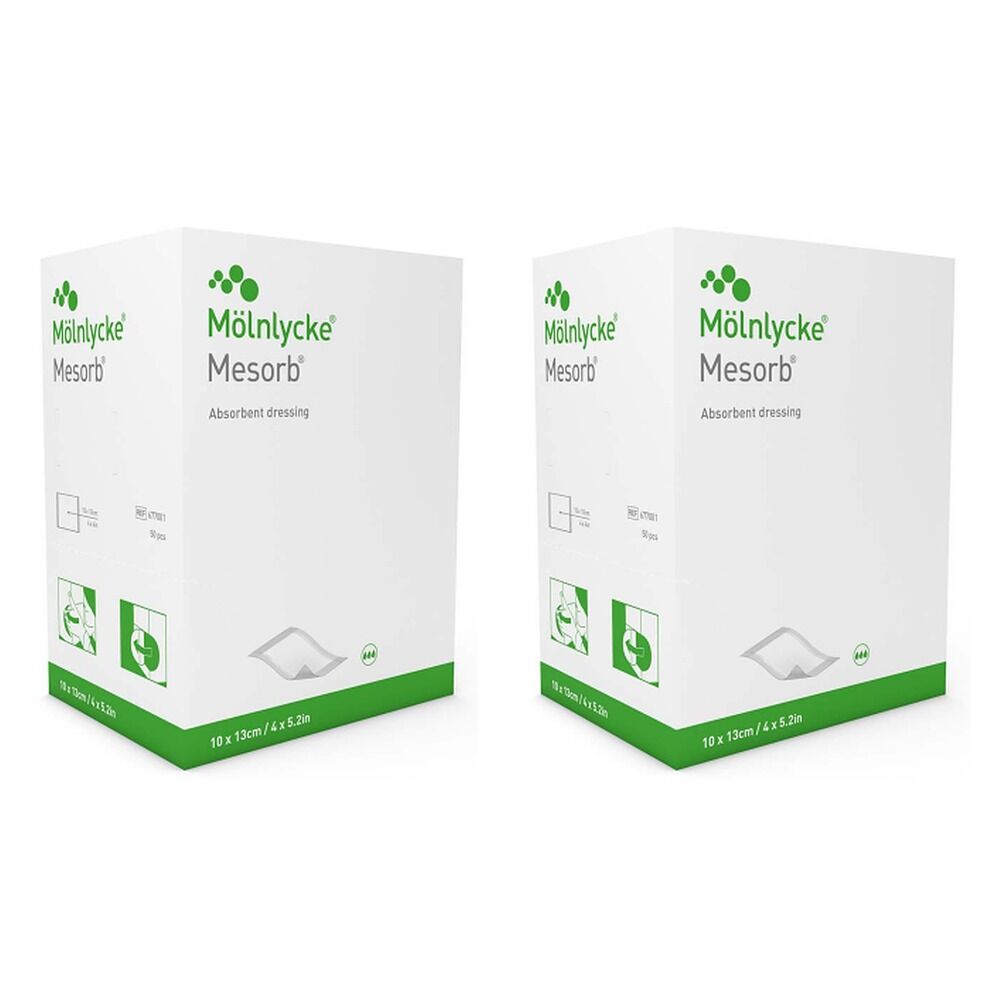 Mesorb Absorbent Cellulose Dressing 13cm x 15cm 50 Pack Bundle of 2