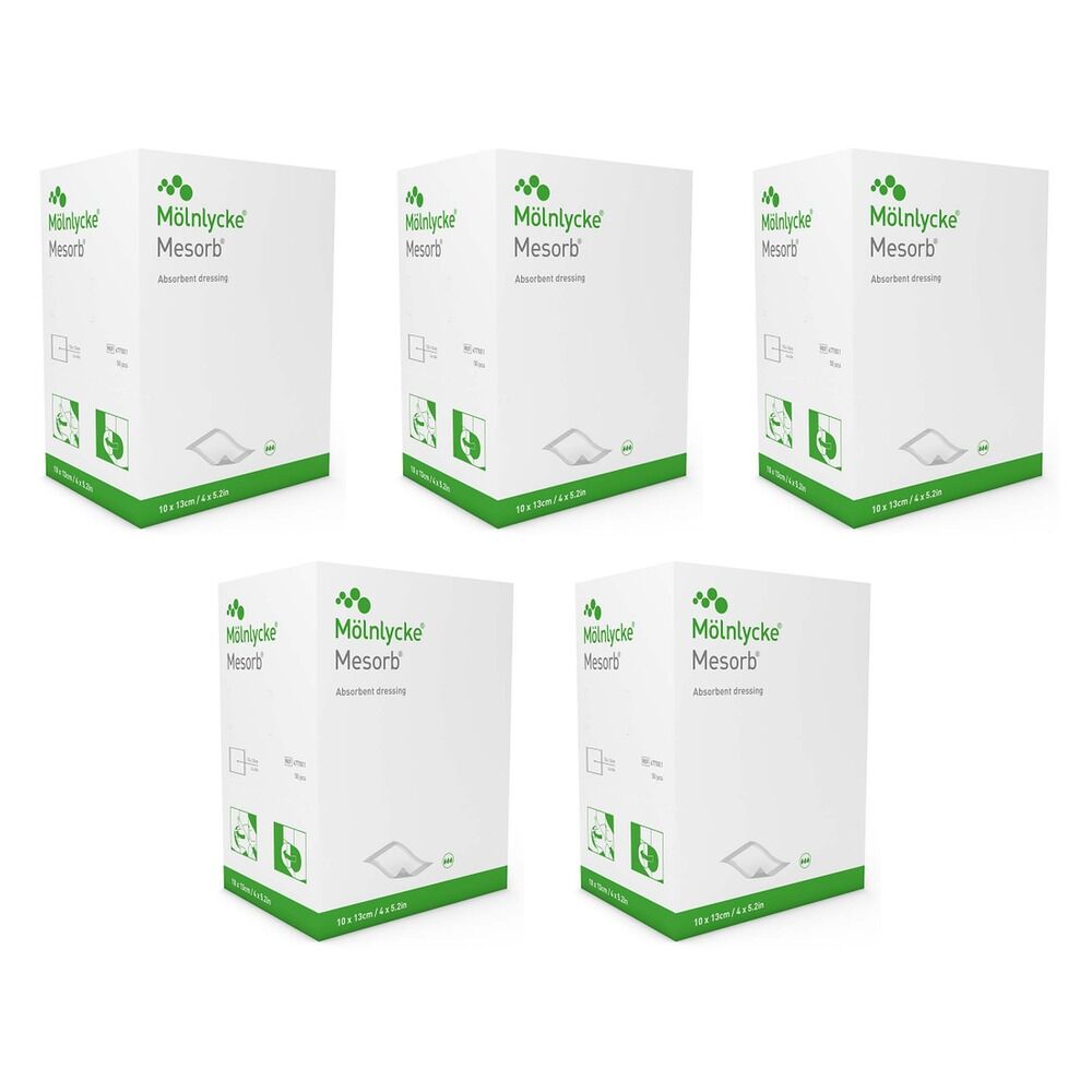 Mesorb Absorbent Cellulose Dressing 13cm x 15cm 50 Pack Bundle of 5