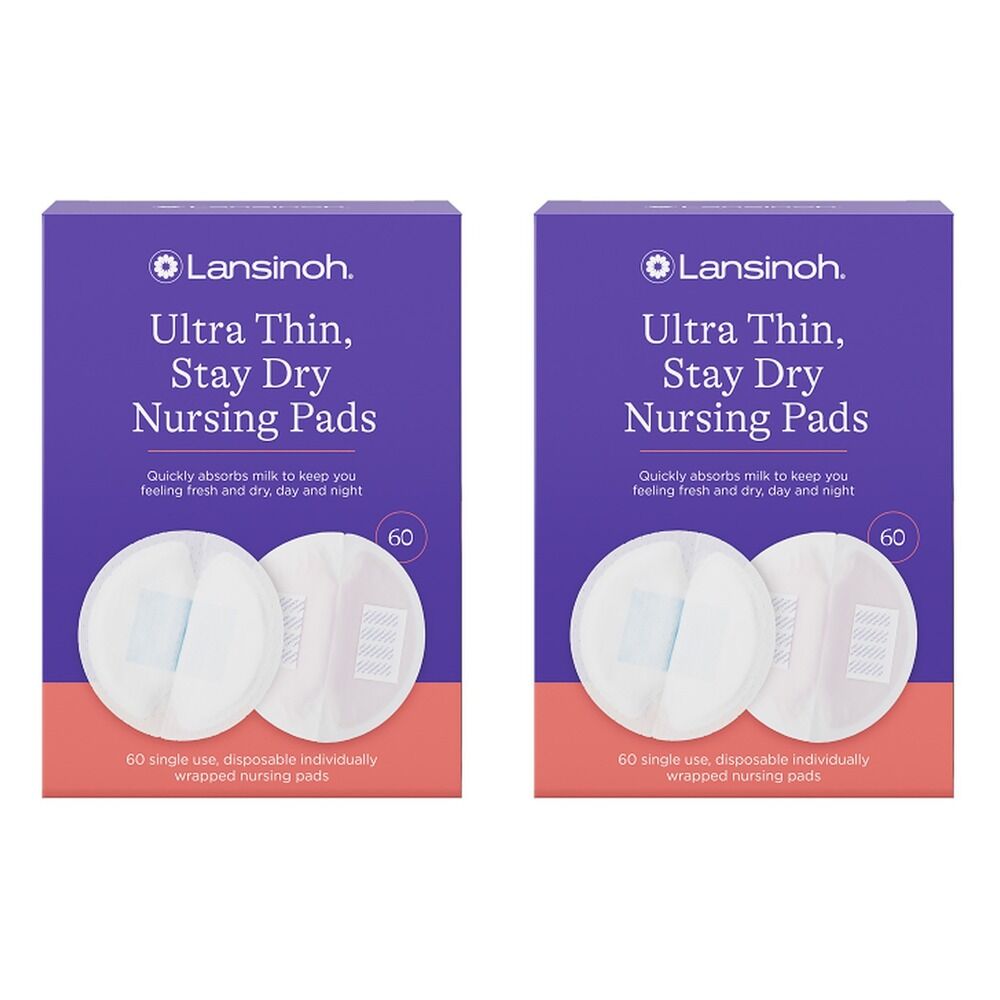Lansinoh Ultra Thin Stay Dry Nursing Pads 60 Pack Bundle of 2