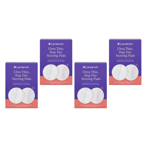 Lansinoh Ultra Thin Stay Dry Nursing Pads 60 Pack Bundle of 4