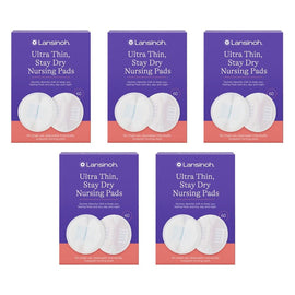 Lansinoh Ultra Thin Stay Dry Nursing Pads 60 Pack Bundle of 5