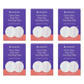 Lansinoh Ultra Thin Stay Dry Nursing Pads 60 Pack Bundle of 6