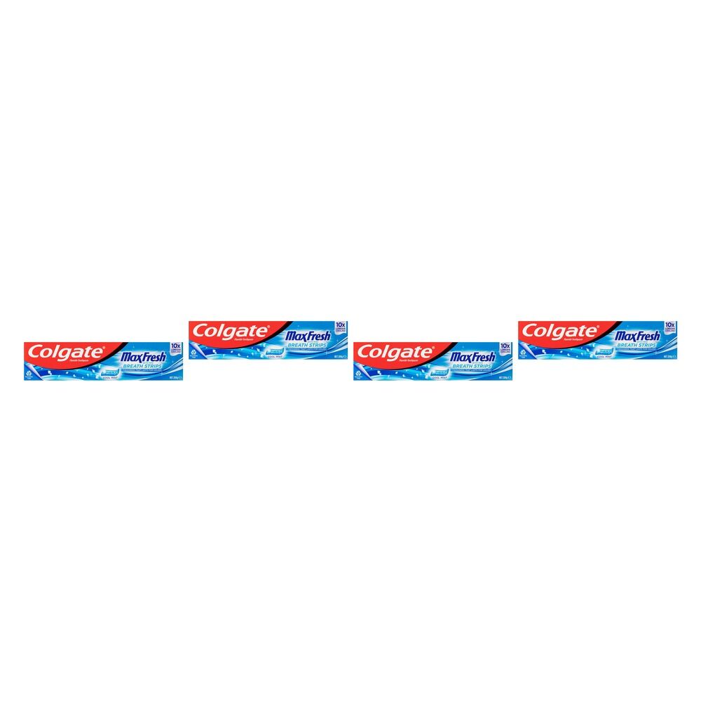 Colgate Max Fresh Cool Mint Toothpaste with Mini Breath Strips 200g Pack of 4