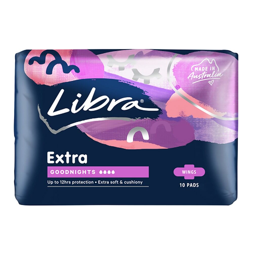 Libra Extra Goodnights Extra Long Pads with Wings 10 Pack x 6
