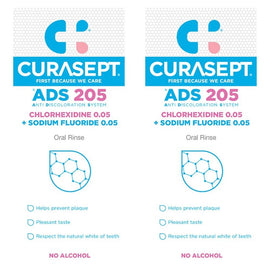 Curasept Chlorhexidine 0.05% Oral Rinse Mouthwash 200mL Pack of 2