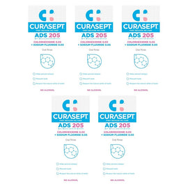 Curasept Chlorhexidine 0.05% Oral Rinse Mouthwash 200mL Pack of 5