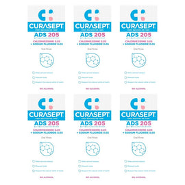 Curasept Chlorhexidine 0.05% Oral Rinse Mouthwash 200mL Pack of 6