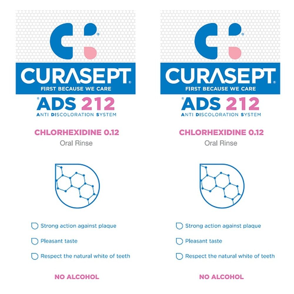 Curasept Chlorhexidine 0.12% Oral Rinse Mouthwash 200mL Pack of 2