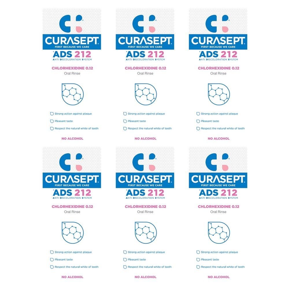Curasept Chlorhexidine 0.12% Oral Rinse Mouthwash 200mL Pack of 6