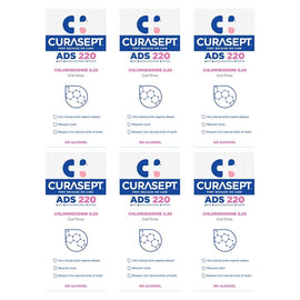 Curasept Chlorhexidine 0.20% Oral Rinse Mouthwash 200mL Pack of 6