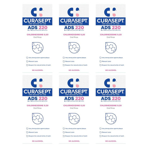 Curasept Chlorhexidine 0.20% Oral Rinse Mouthwash 200mL Pack of 6