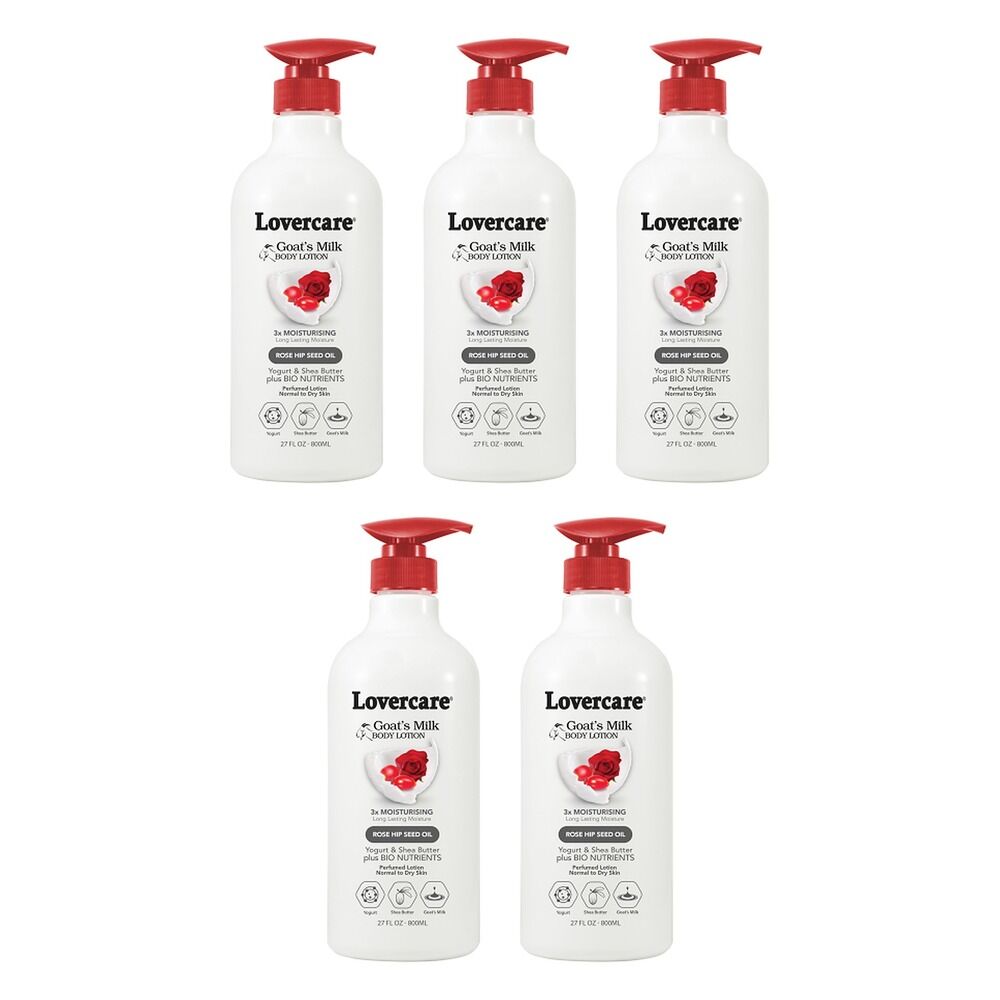 Lovercare Goat's Milk Body Lotion, Rose Hip Seed Oil, 800mL Pack of 5