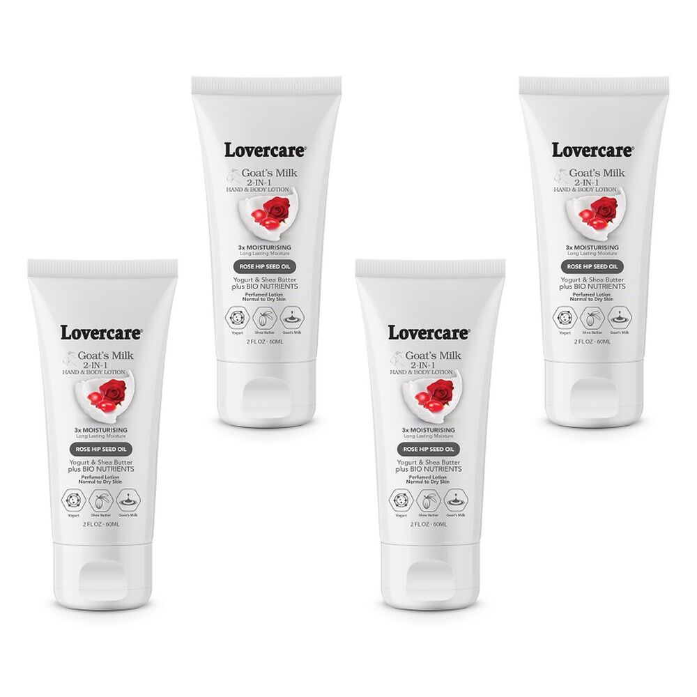 Lovercare Goat's Milk 2-in-1 Hand Cream & Body Lotion Rose Hip Seed Pack of 4