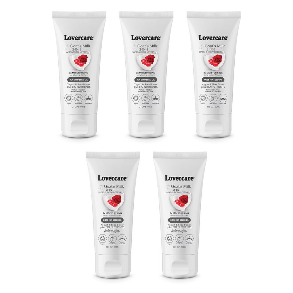 Lovercare Goat's Milk 2-in-1 Hand Cream & Body Lotion Rose Hip Seed Pack of 5