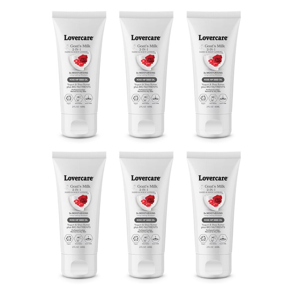 Lovercare Goat's Milk 2-in-1 Hand Cream & Body Lotion Rose Hip Seed Pack of 6
