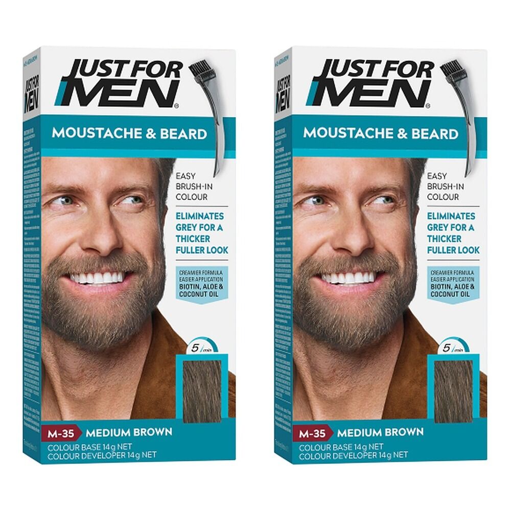 Just For Men Moustache & Beard Colour Medium Brown 40mL Pack of 2