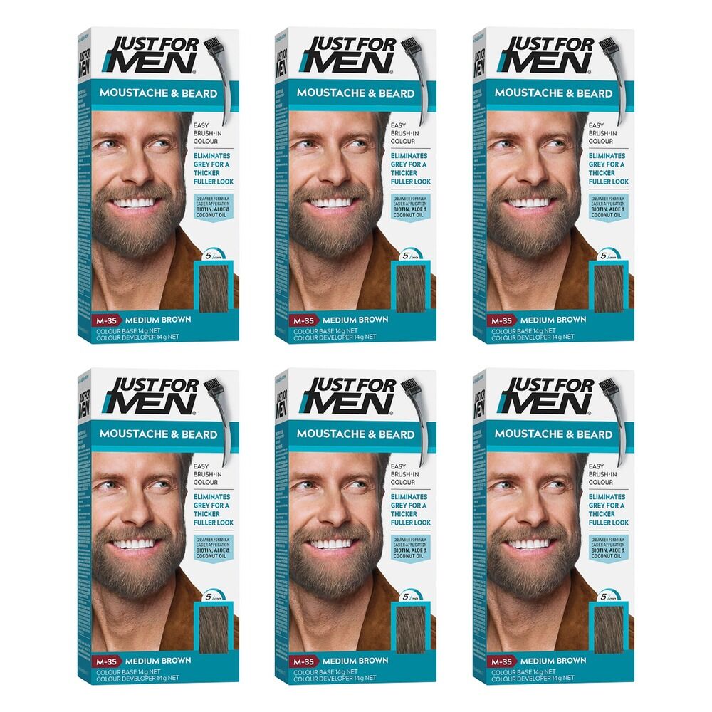 Just For Men Moustache & Beard Colour Medium Brown 40mL Pack of 6