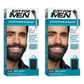Just For Men Moustache & Beard Brush-In Colour Gel Real Black 28g Pack of 2