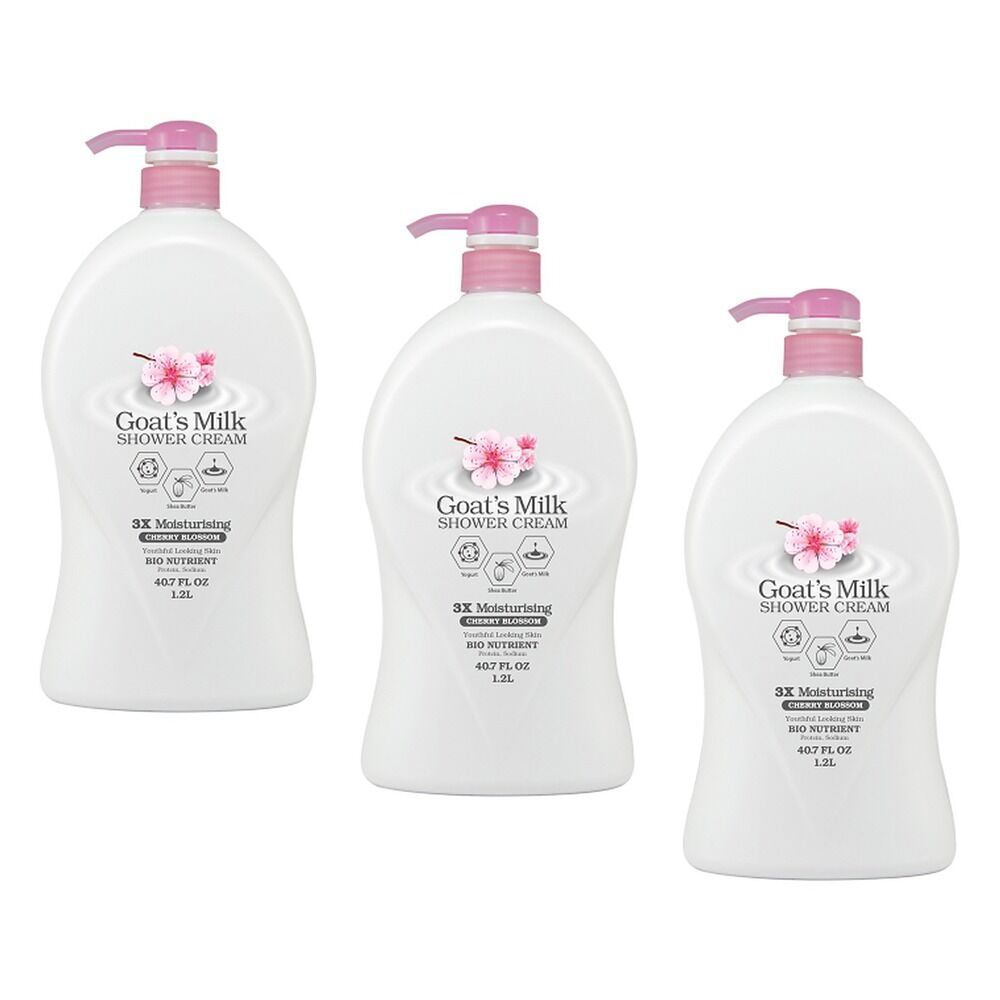 Lovercare Goat's Milk Shower Cream Cherry Blossom 1.2L Pack of 3