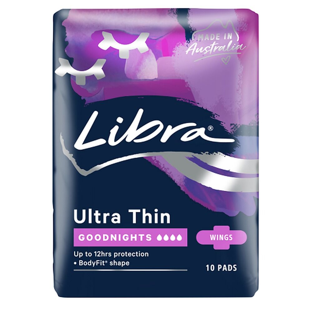 Libra Ultra Thin Goodnights Pads with Wings 10 Pack x 6