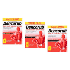 Dencorub Pain Relieving Heat Patches 6 Patches Pack of 3