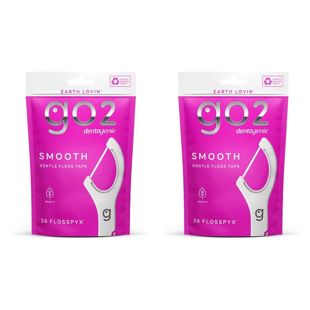 Dentagenie Smooth Flosspyx Gentle Floss Picks 36 Pack Bundle of 2