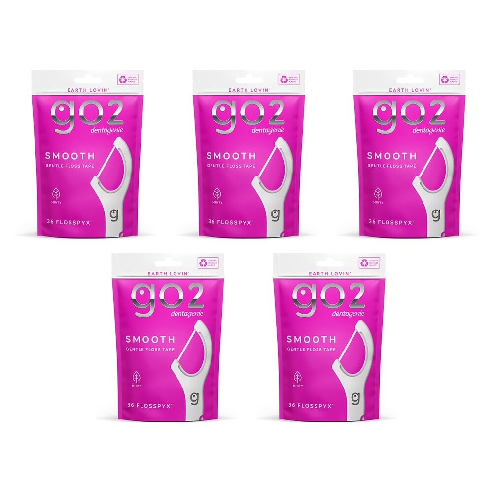 Dentagenie Smooth Flosspyx Gentle Floss Picks 36 Pack Bundle of 5