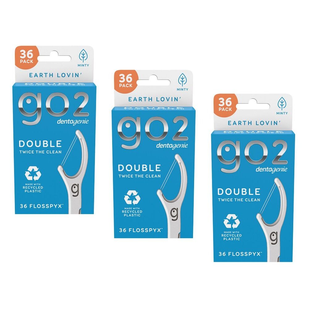 Dentagenie Double Flosspyx Minty Floss Picks 36 Pack Bundle of 3