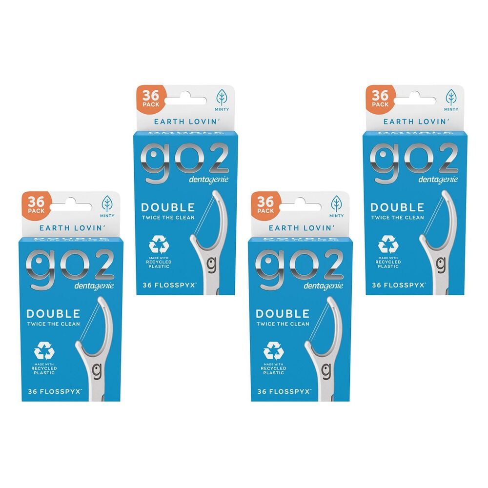 Dentagenie Double Flosspyx Minty Floss Picks 36 Pack Bundle of 4