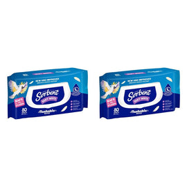 Sorbent Silky White Flushable Wipes 80 Pack x 12 Bundle of 2