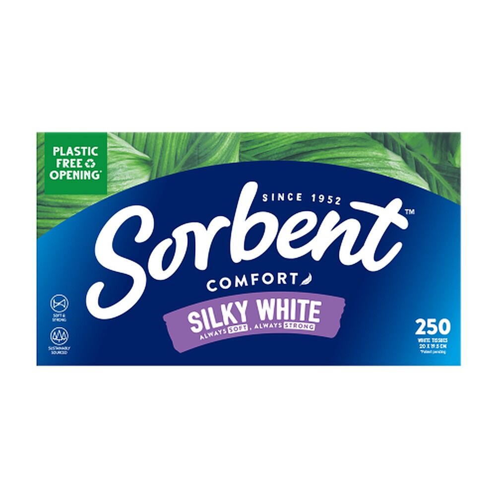Sorbent Silky White Facial Tissues 250 Pack x 24