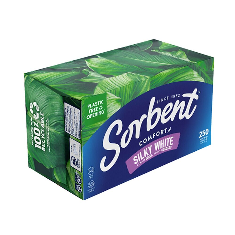 Sorbent Silky White Facial Tissues 250 Pack x 24