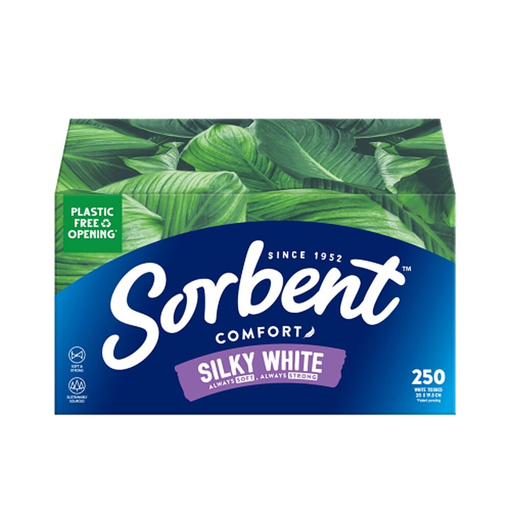 Sorbent Silky White Facial Tissues 250 Pack x 24