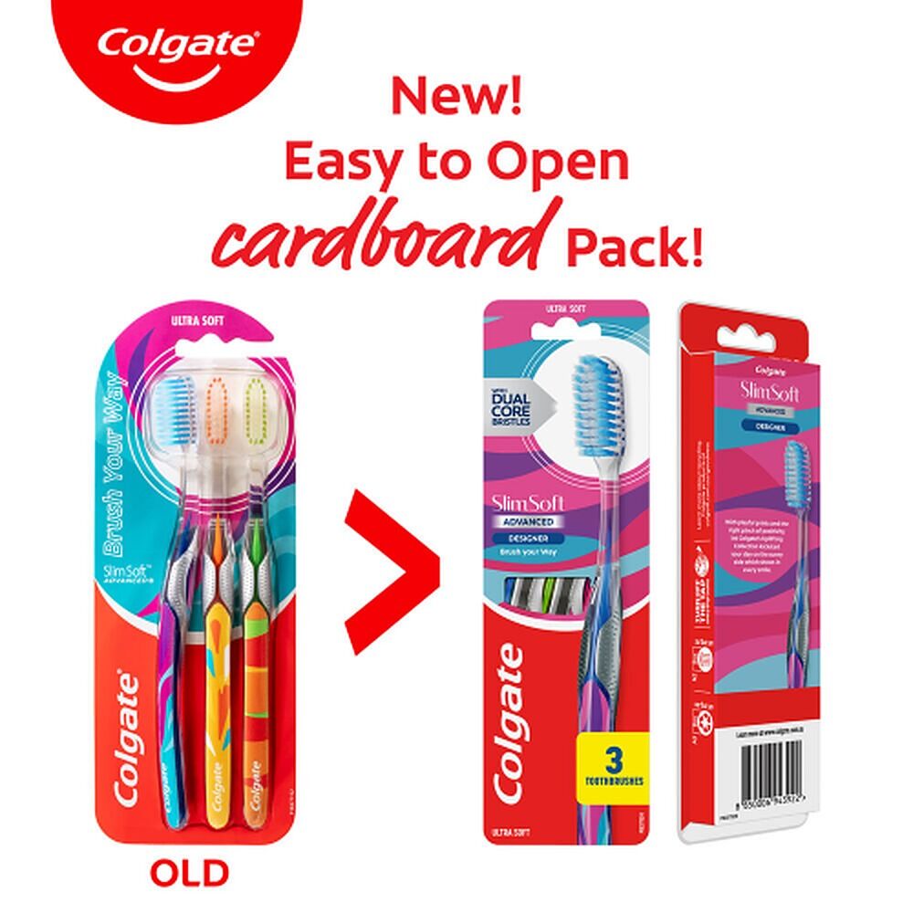 Colgate Slim Soft Advanced Ultra Soft Toothbrush 3 Pack