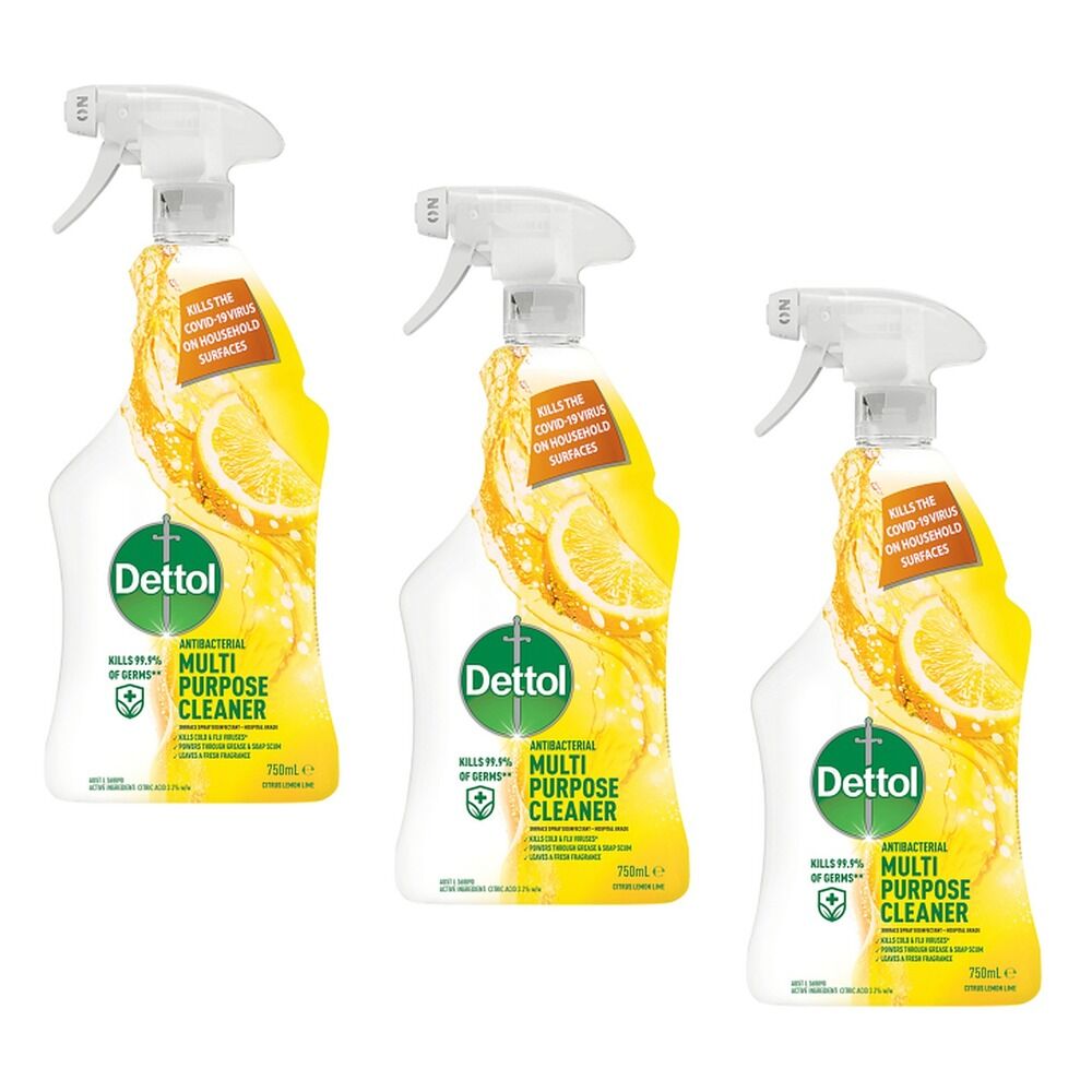 Dettol Antibacterial Multipurpose Cleaner Spray Citrus Lemon Lime Pack of 3