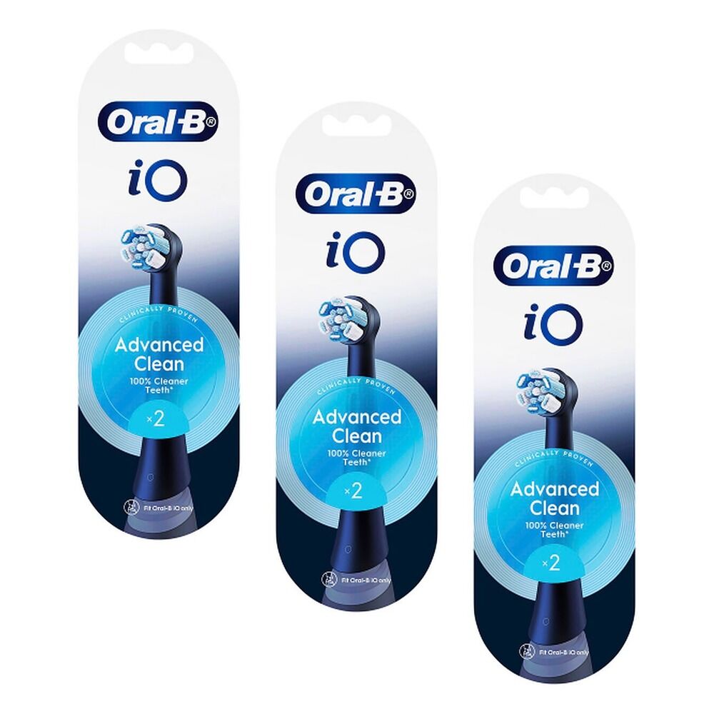 Oral-B iO Advanced Clean Replacement Heads Black 2 Pack Bundle of 3