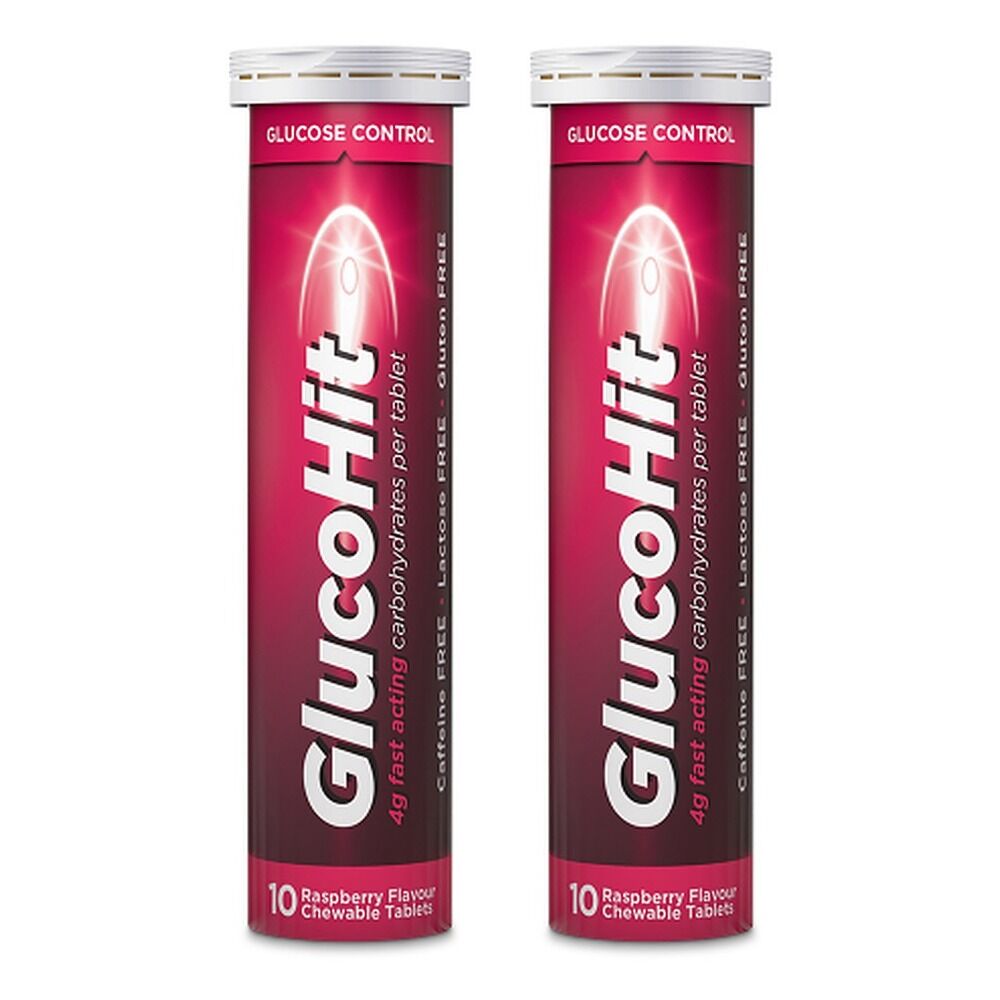 GlucoHit Glucose 4mg Raspberry Tube 10 Tablets Pack of 2
