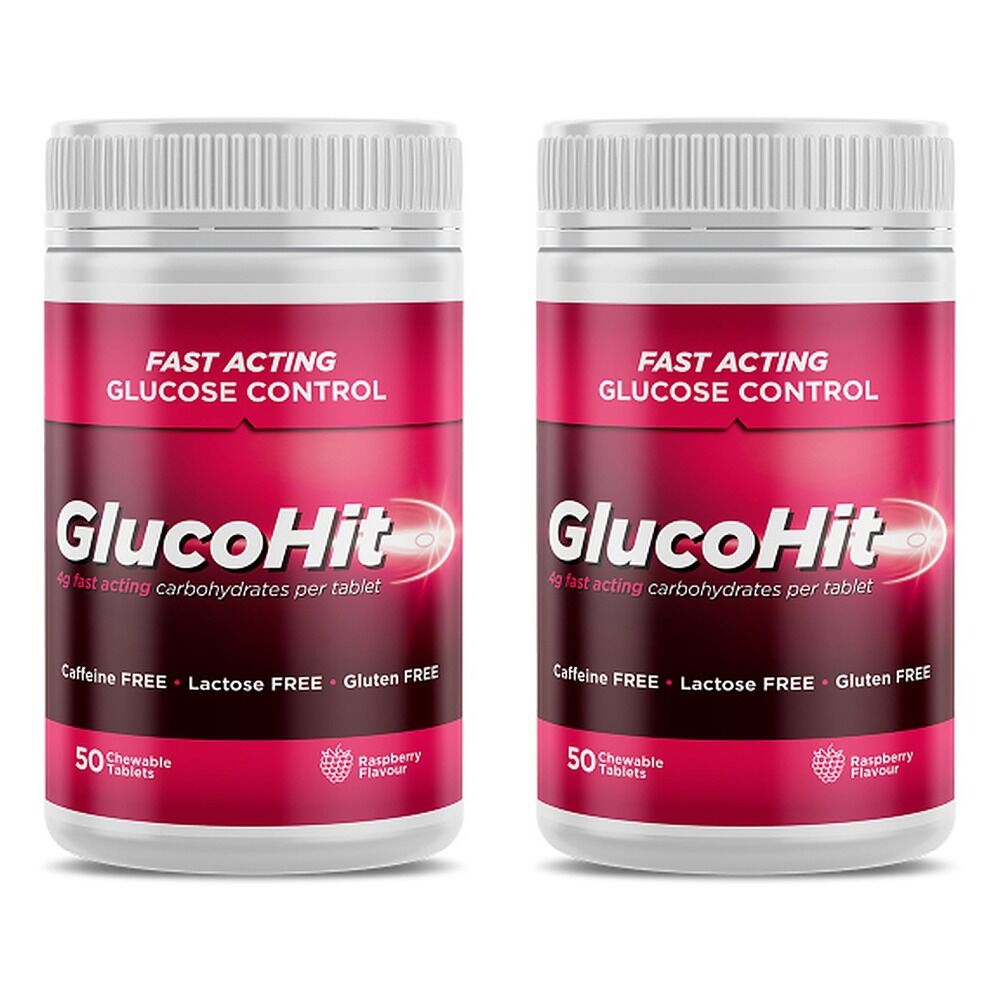 GlucoHit Glucose 4mg Raspberry Bottle 50 Tablets Pack of 2