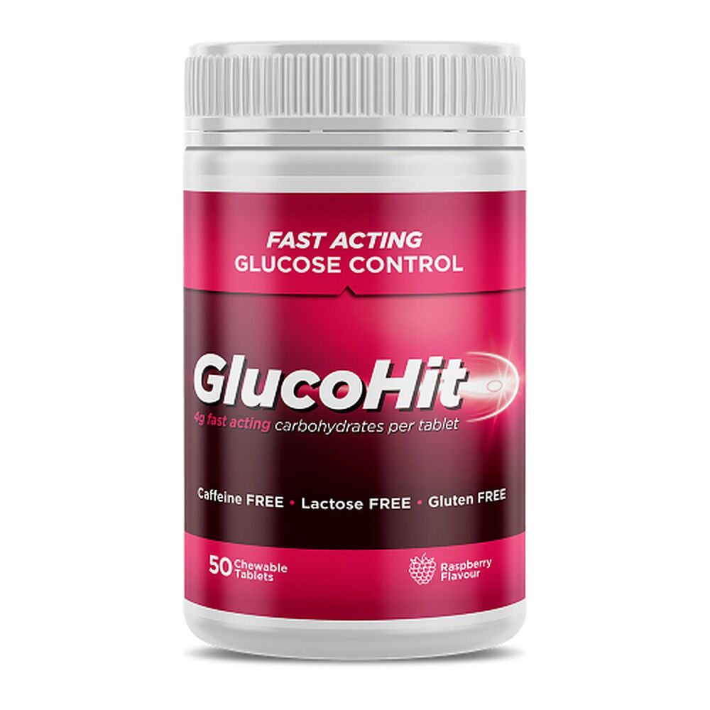 GlucoHit Glucose 4mg Raspberry Bottle 50 Tablets