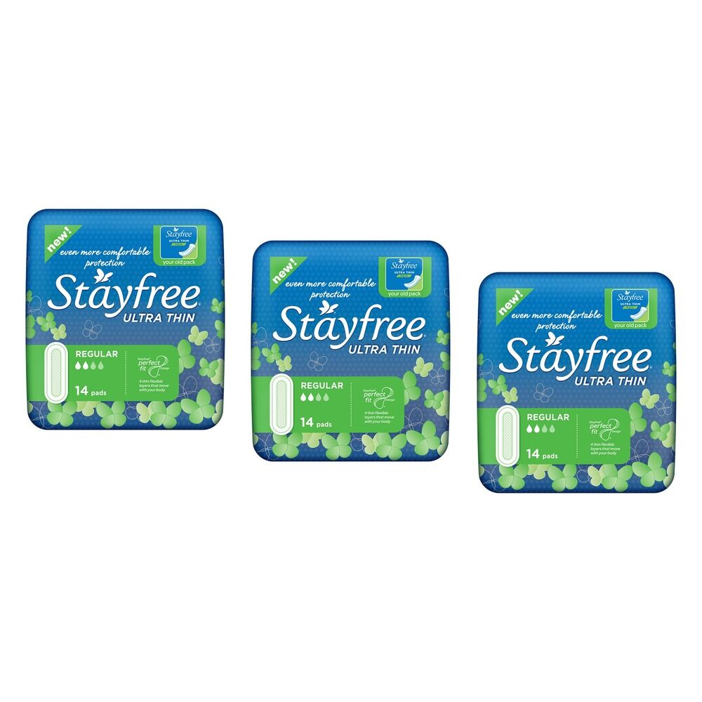 Stayfree Ultra Thin Regular Pads 14 Pack x 6 Bundle of 3