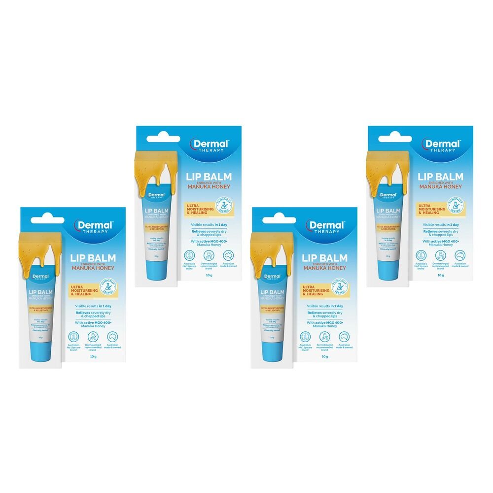 Dermal Therapy Lip Balm Manuka Honey 10g Pack of 4