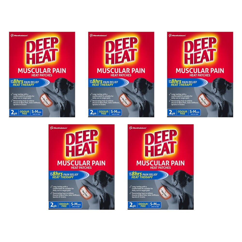 Deep Heat Muscular Pain Heat Patches 2 Pack Bundle of 5
