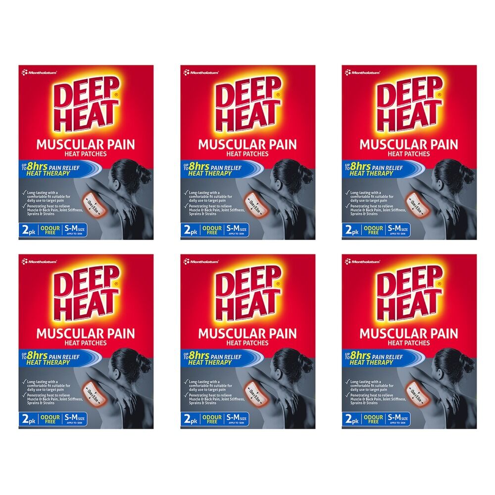 Deep Heat Muscular Pain Heat Patches 2 Pack Bundle of 6