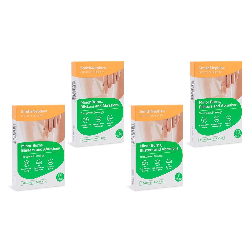 Opsite Flexigrid Waterproof Film Dressing 6cm x 7cm 5 Pack Bundle of 4
